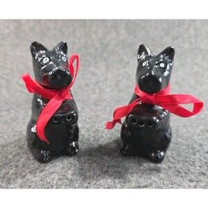 Black Scotty Salt Pepper Shaker Sitting Pretty Artmark